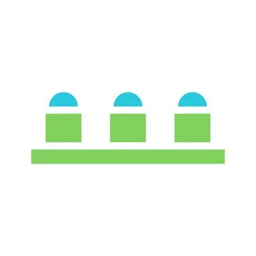 Green Platform with Three Blue Semi Circle Pillars Stock Illustration