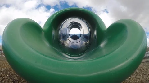 Green Playground Slide Closeup Stock Footage 102239244