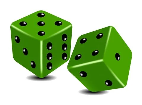 Green playing dice  Stock Illustration