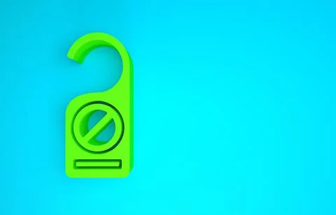 Green Please do not disturb icon isolated on blue background. Hotel Door Hang 库存插图