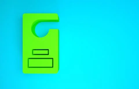 Green Please do not disturb icon isolated on blue background. Hotel Door Hang Illustrazione stock