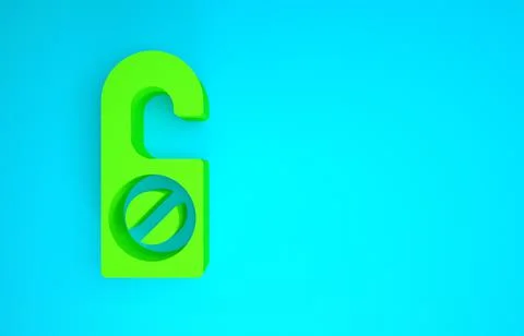 Green Please do not disturb icon isolated on blue background. Hotel Door Hang イラスト素材