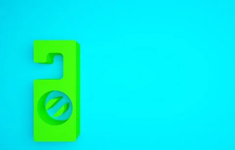 Green Please do not disturb icon isolated on blue background. Hotel Door Hang Stock Illustration