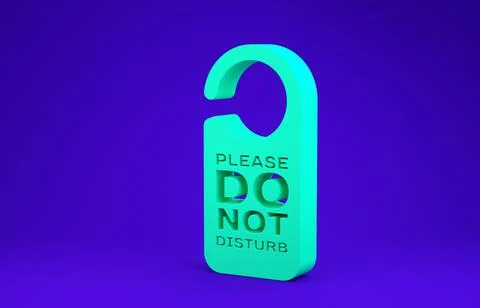Green Please do not disturb icon isolated on blue background. Hotel Door Hang Stock Illustration
