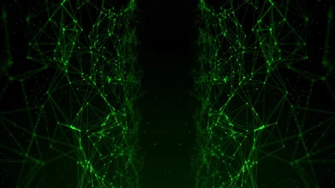 Green plexus satellite network ai line circuit technology fly through Stock Footage 200977483