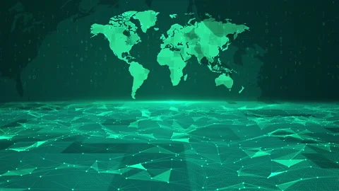 Green Plexus World Map Cybersecurity Business Code Background Stock Footage 339044911