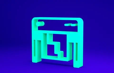 Green Plotter icon isolated on blue background. Large format multifunction pr Illustrazione stock