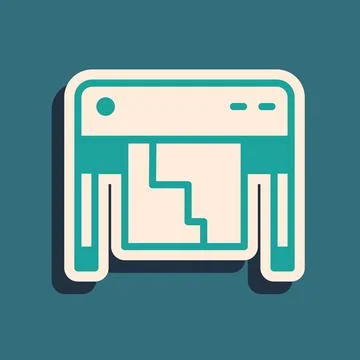 Green Plotter icon isolated on green background. Large format multifunction Illustrazione stock