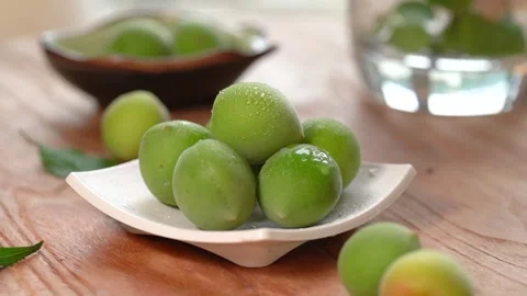 Green Plum Pulp Display Stock Footage 331019953