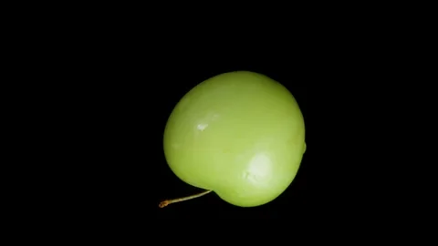 A Green Plum Rotates in a Loop on a Black Background. Isolated. Stock Footage 276045514