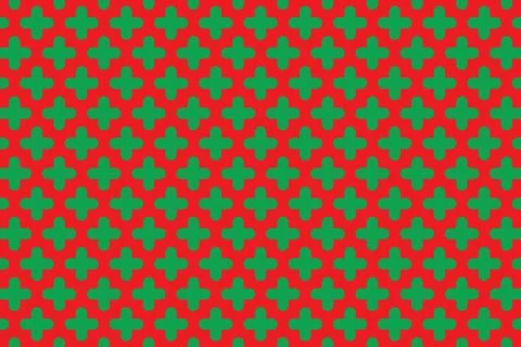 Green plus or postive sign on red background vector pattern Stock Illustration