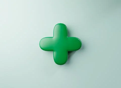 Green plus sign on for positive thinking mindset of personal development be.. Stock Photos