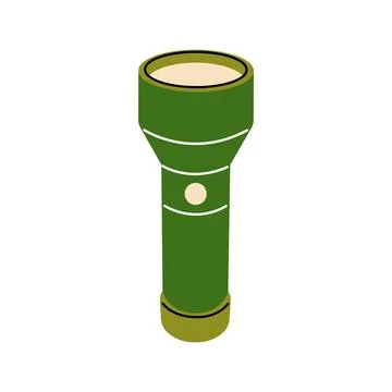 Green pocket flashlight vector flat illustration isolated on white background Stock Illustration