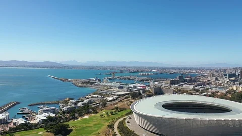 Green Point Stadium - Fly over Cape Town Stock Footage 127889971