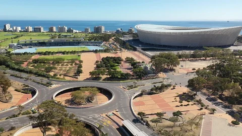 Green Point Stadium - Lockdown - empty Streets -static - Cape Town Stock Footage 127889882