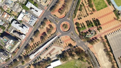 Green Point Stadium - Lockdown - Empty Streets - top down - Cape Town Stock Footage 127890062
