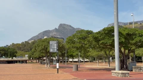 Green Point walkway with Devil’s Peak in the background. 스톡 동영상 345121190