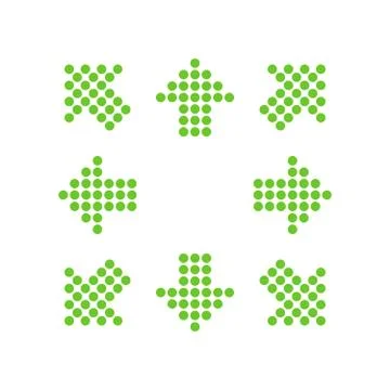 Green points in the shape of arrows in 8/eight different directions Stock Illustration