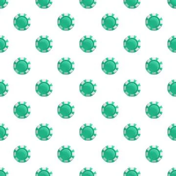 Green poker chip seamless pattern repeating background Stock Illustration