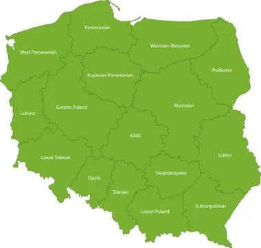 Green Poland map Stock Illustration