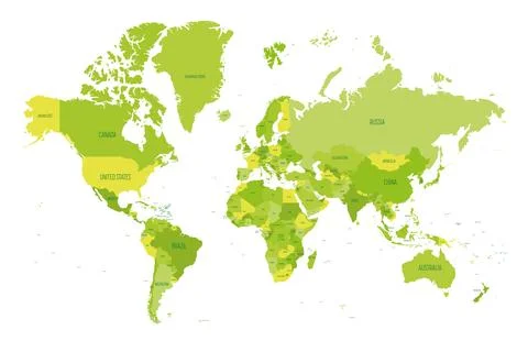 Green political map of World. Stock Illustration