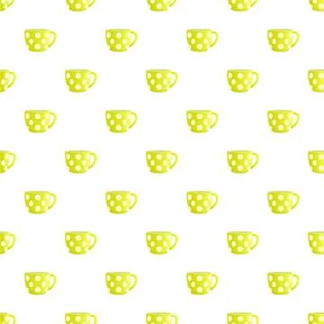 Green polka dot cups seamless beverage pattern Illustrazione stock