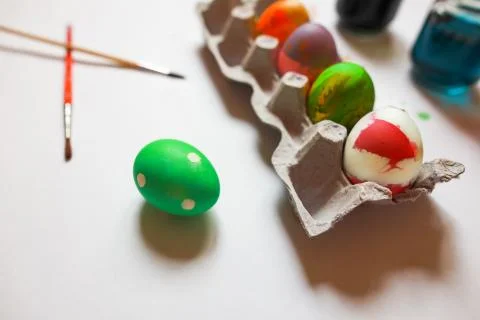 Green polka dot easter egg design Stock Photos