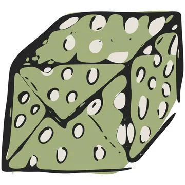 Green Polka Dot Gift Box Hand Drawn Vector Illustrazione stock