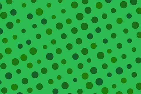 Green polka dot pattern with different sized circles Stock Illustration