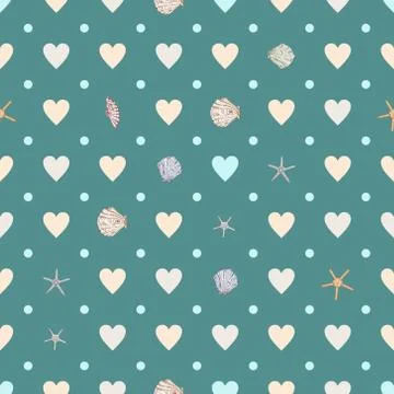 Green polka dot seamless pattern marine retro design. Stock Illustration