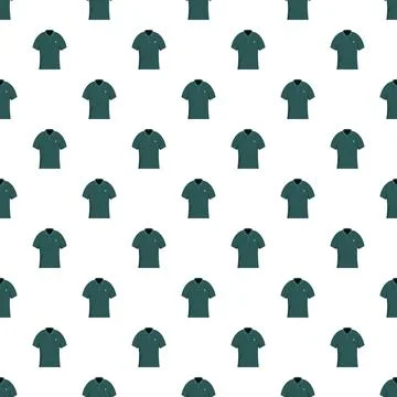 Green polo shirts repeating pattern on white background Stock Illustration