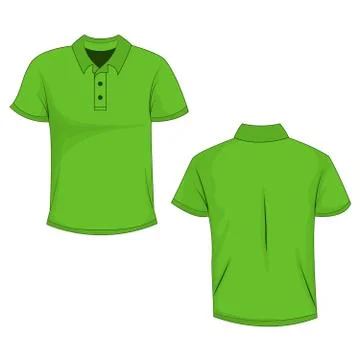 Green polo template in front, side and back views Illustrazione stock