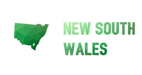 Green polygonal mosaic map of New South Wales - political part of Australia,  Stock Illustration