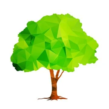 Green polygonal tree isolated on white background vector Stock Illustration