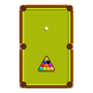 Green pool table ready for playing billiard game Illustrazione stock