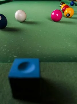 Green pool table with some balls Stock Photos