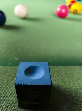 Green pool table with some balls Stock Photos