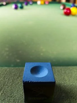 Green pool table with some balls Stock Photos