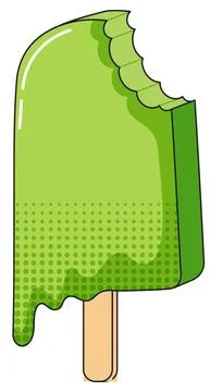 Green popsicle with bite mark Illustrazione stock
