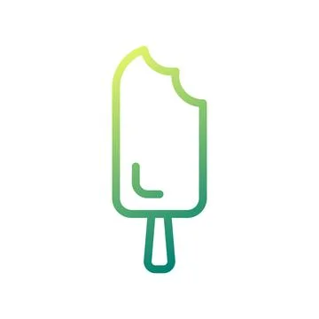 Green Popsicle Icon With Bite Mark Vector Art Stock Illustration
