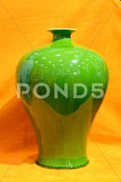 Green porcelain vase Stock Photos
