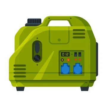 Green Portable Power Generator, Electrical Engine Equipment Vector Illustration Stock Illustration