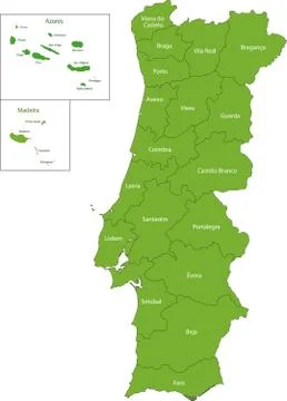 Green Portugal map Stock Illustration