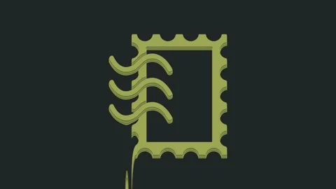 Green Postal stamp icon isolated on black background. 4K Video motion graphic Stock Footage 235426293