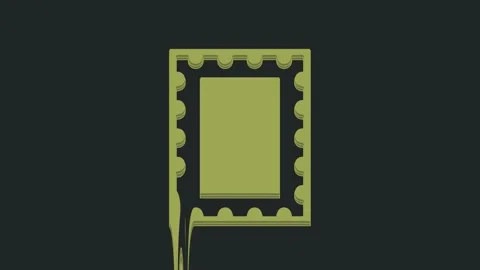 Green Postal stamp icon isolated on black background. 4K Video motion graphic Stock Footage 235426484