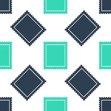 Green Postal stamp icon isolated seamless pattern on white background. Vector 库存插图