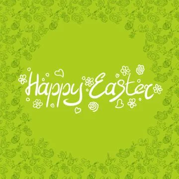 Green poster easter holiday with doodle texture Illustrazione stock