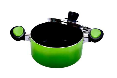 Green pot on white background Stock-Fotos