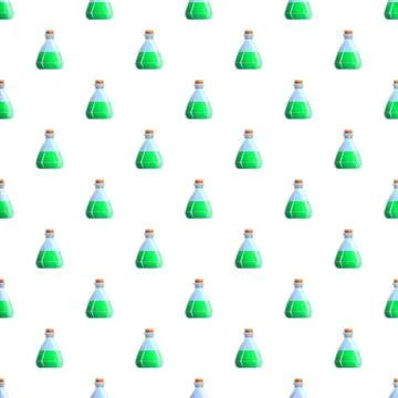 Green potion bottle pattern representing magic and alchemy Stock Illustration