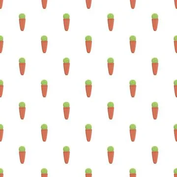 Green potted plants repeating seamless pattern background Stock Illustration